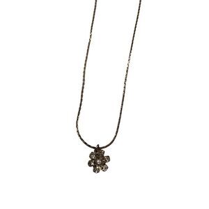 Vintage Avon Silver Tone Rhinestone Flower Pendant Necklace Floral Chain Jewelry
